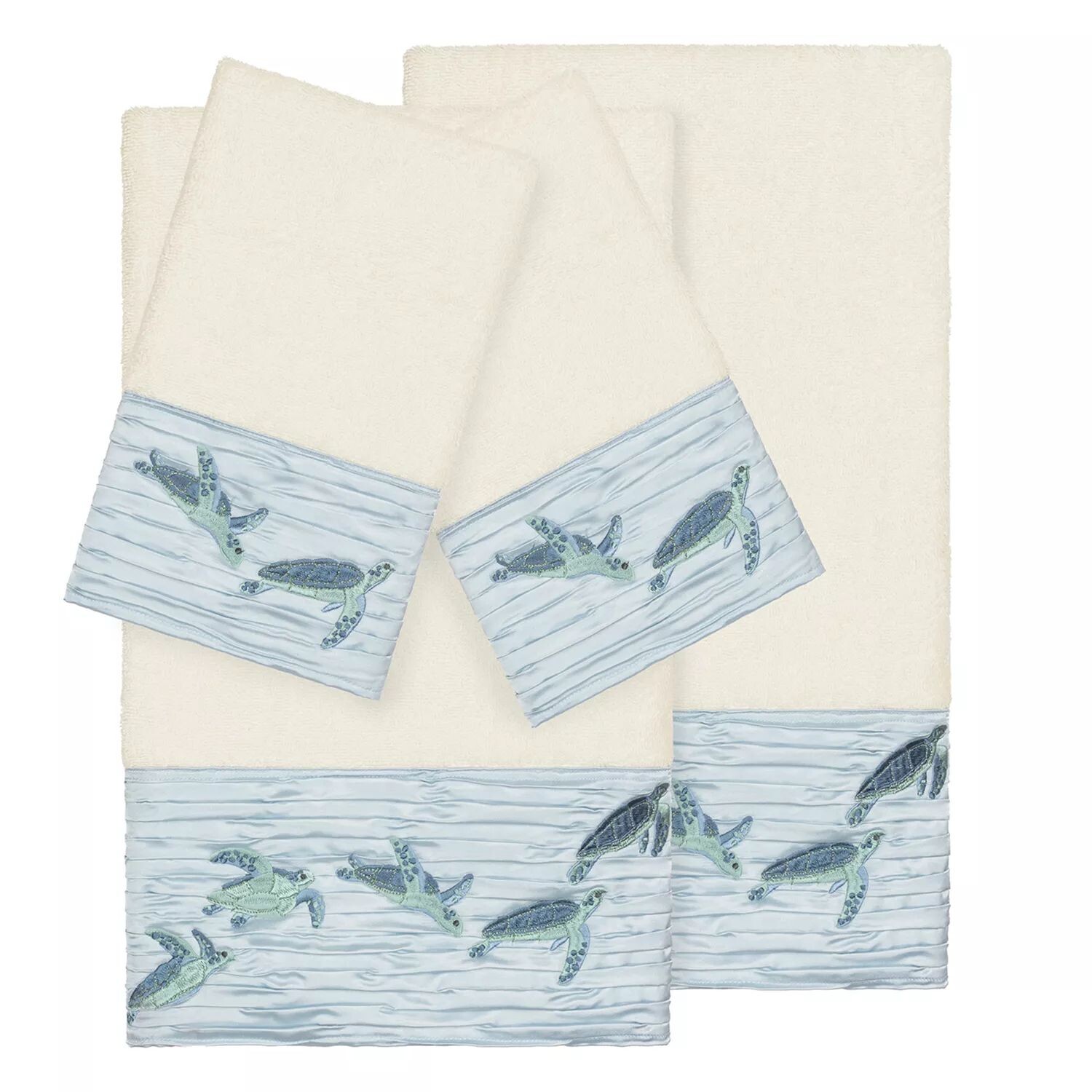 

Linum Home Textiles Турецкий хлопок Mia Набор украшенных полотенец из 4 предметов, бежевый