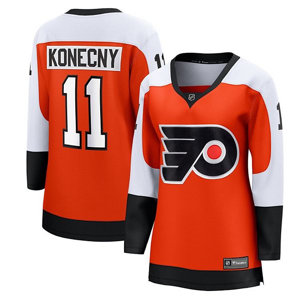 

Женская домашняя майка Philadelphia Flyers игрока Трэвиса Конечни оранжевого цвета Fanatics
