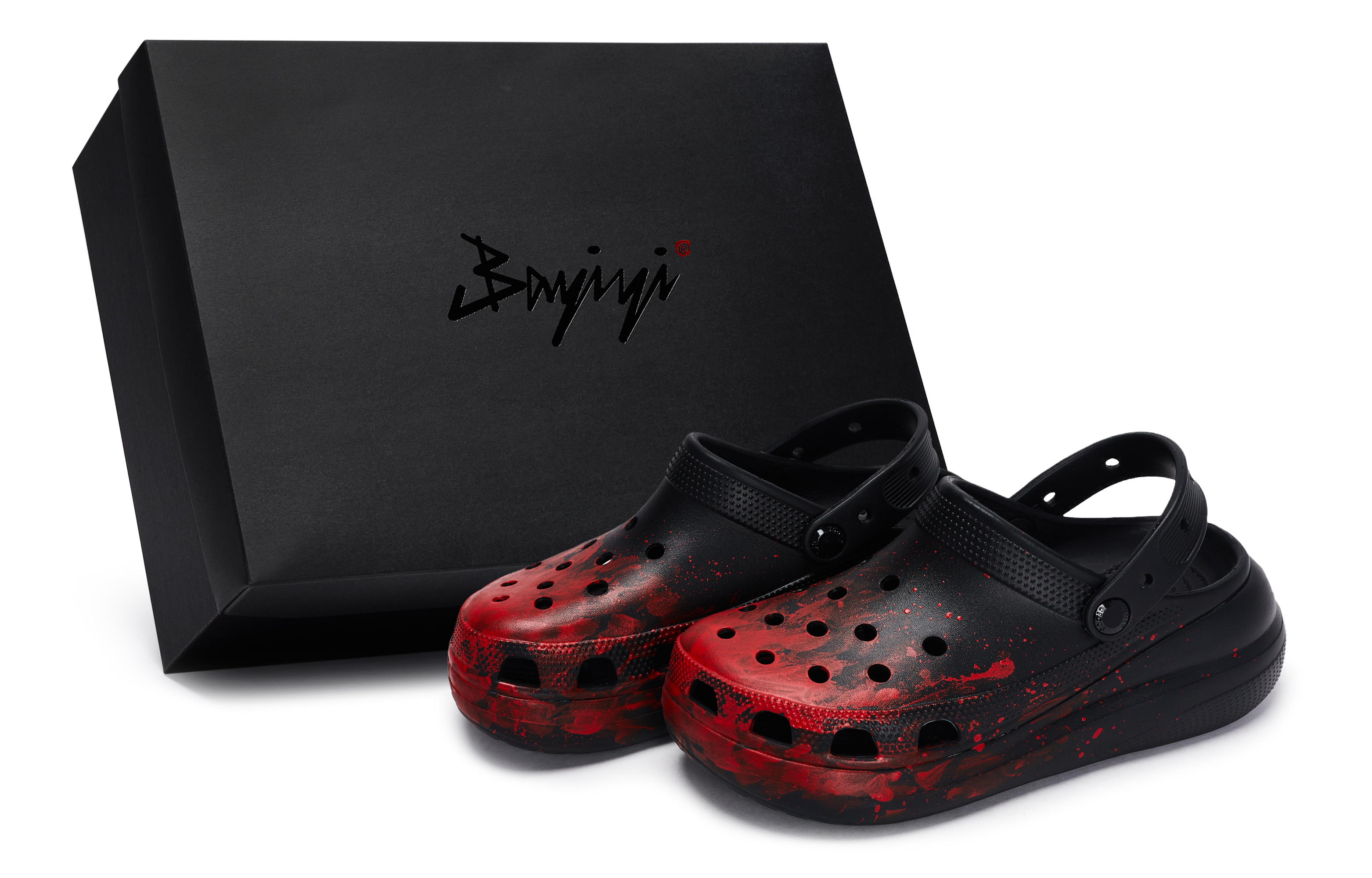 Crocs Классические сабо 811, производство Escape Scene, специальные сабо из коробки для обуви, унисекс, черно-красные