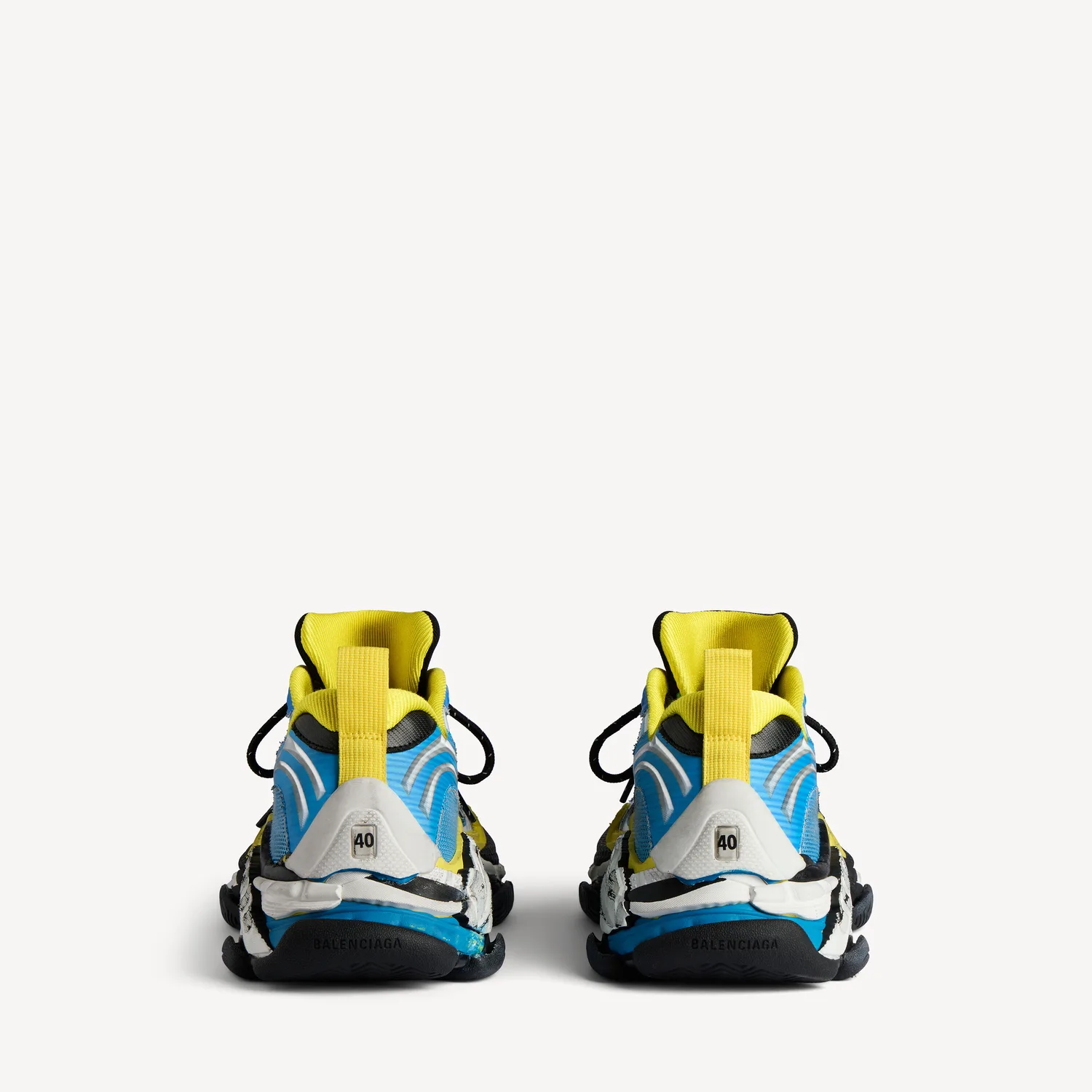BALENCIAGA Мужские кроссовки Triple S.2 в голубом/белом/желтом цвете — фото 3