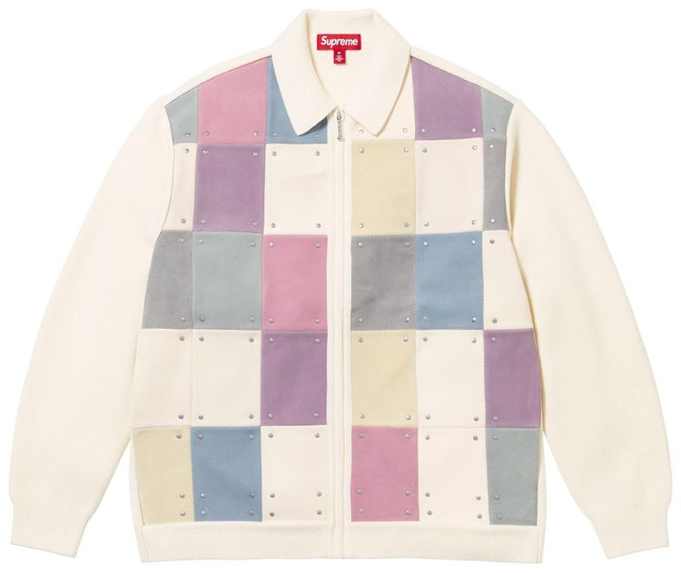 

Кардиган Supreme из замши с заклепками и застежкой на молнию, разноцветный, мультиколор