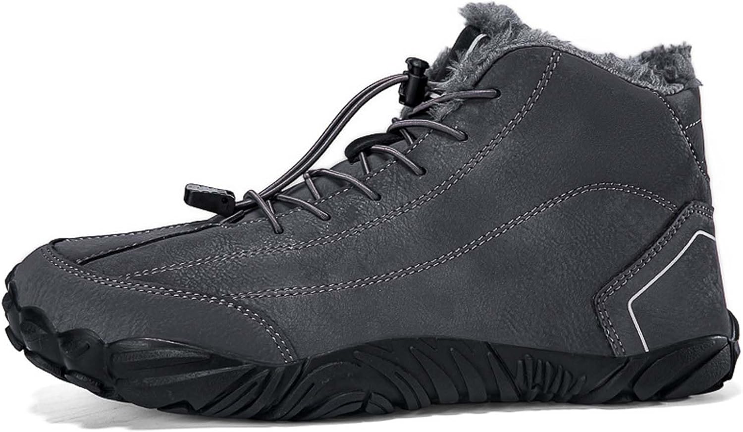 Зимние ботинки barefoot с широким носком и меховой подкладкой Generic, темно-серый — фото 4