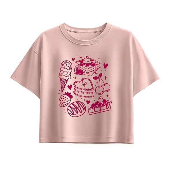 

Детская футболка Boxy Tee с принтом Sweets Doodles Licensed Character, Light Pink