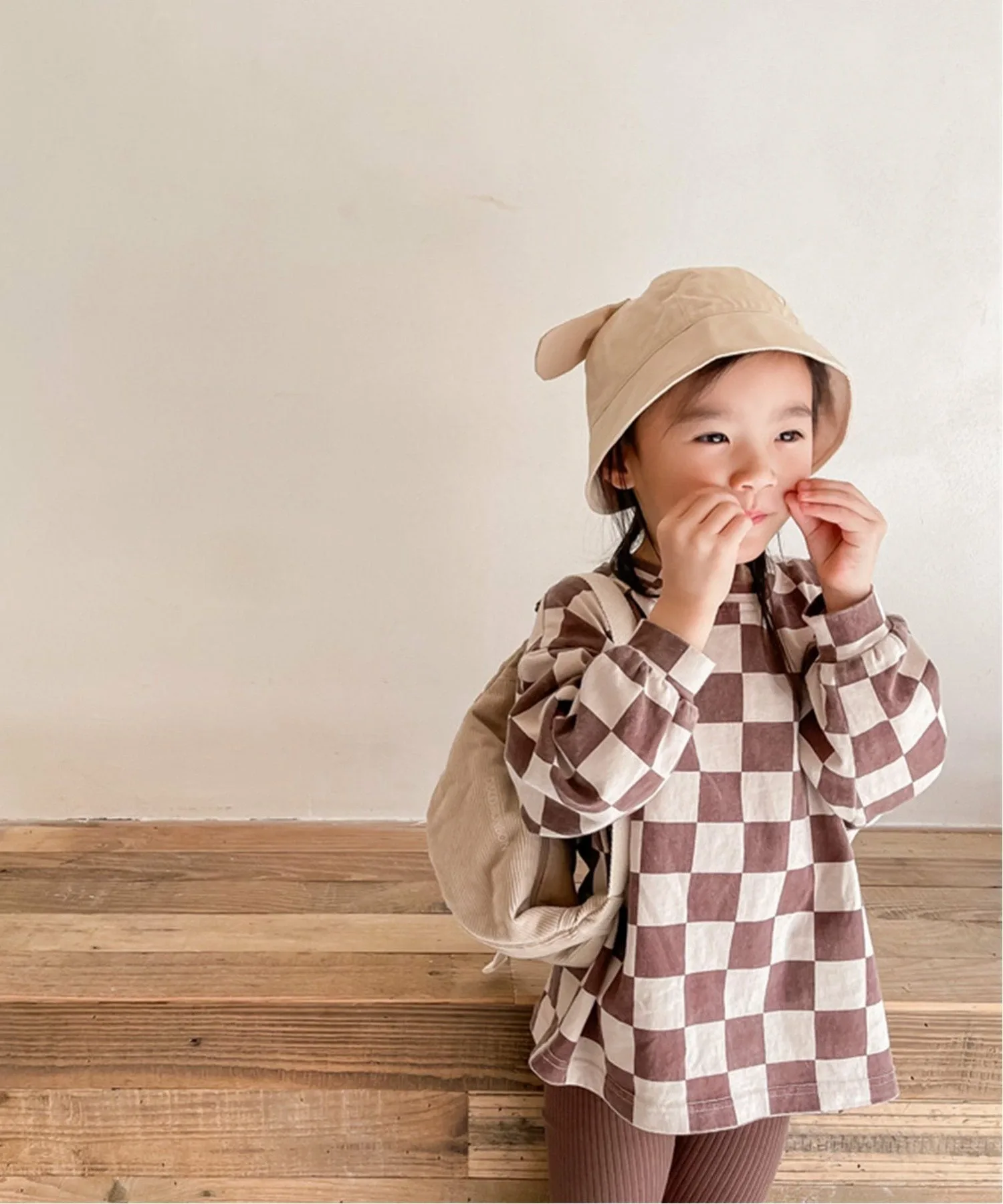 Топ в клетку с блочным принтом, сшитый по фигуре Aimoha Kids, brown — фото 3
