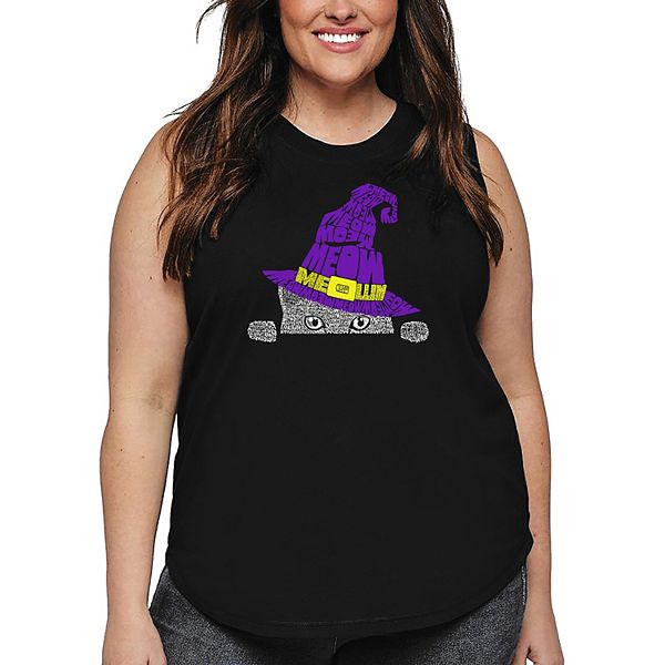 

Футболка с принтом Peeking witch cat для женщин plus size La Pop Art, Black