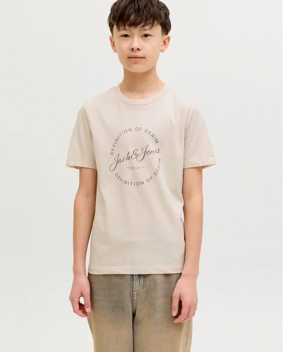 Футболка для мальчика с коротким рукавом и принтом спереди Jack & Jones, кремовый