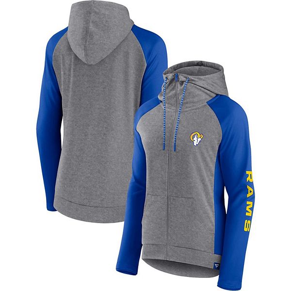 

Женская худи fanatics branded heather gray/college royal los angeles rams blind side lightweight full-zip Unbranded