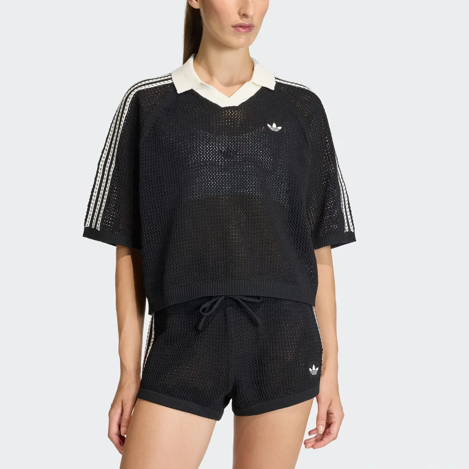 Повседневная футболка-поло Adidas Originals Oversize Mesh Polo Black — фото 3