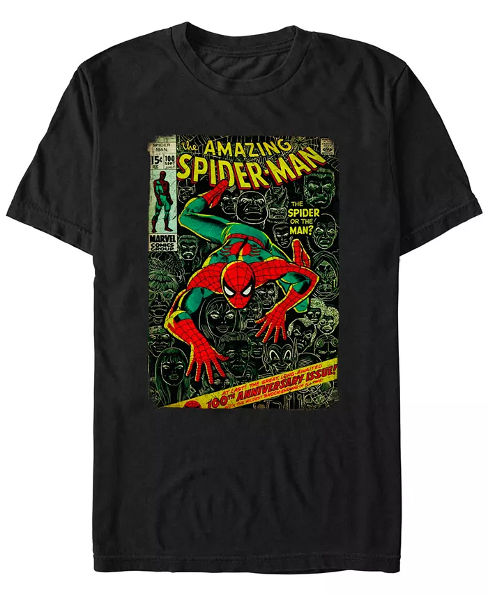 

Мужская футболка с коротким рукавом Spidey Front Cover Marvel, черный