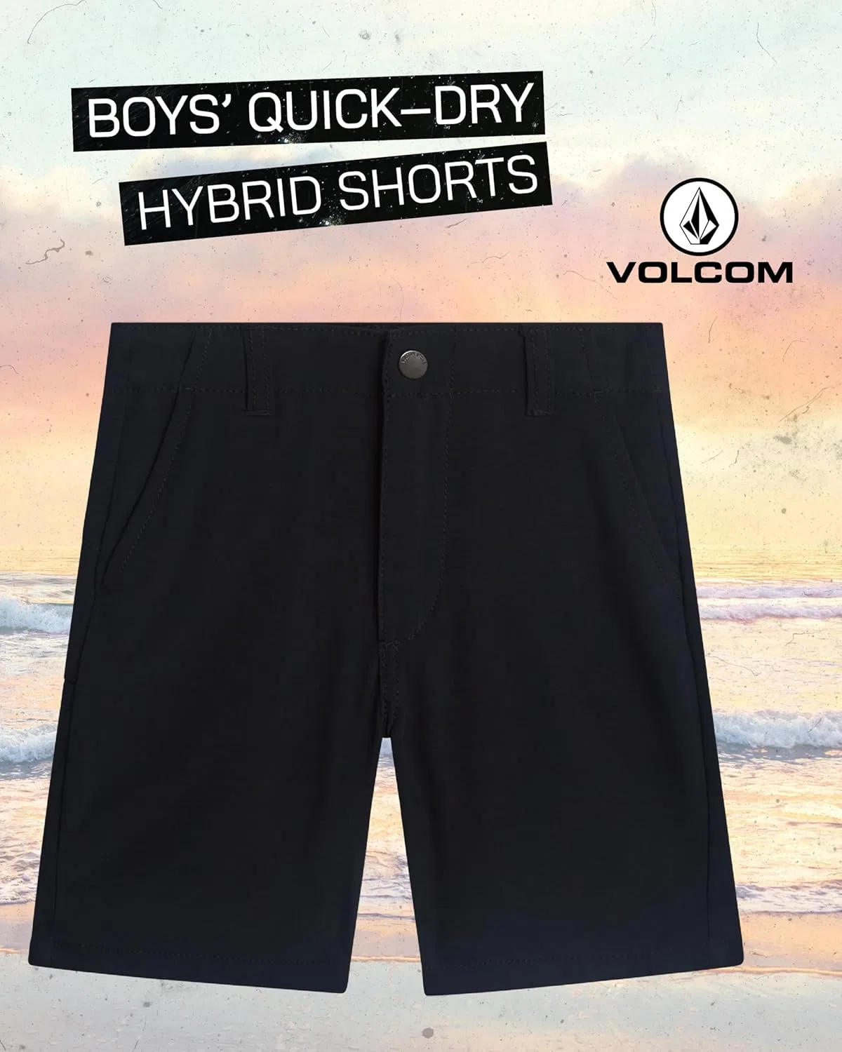 Шорты для мальчиков быстросохнущие гибридные Volcom, цвет Black — фото 3