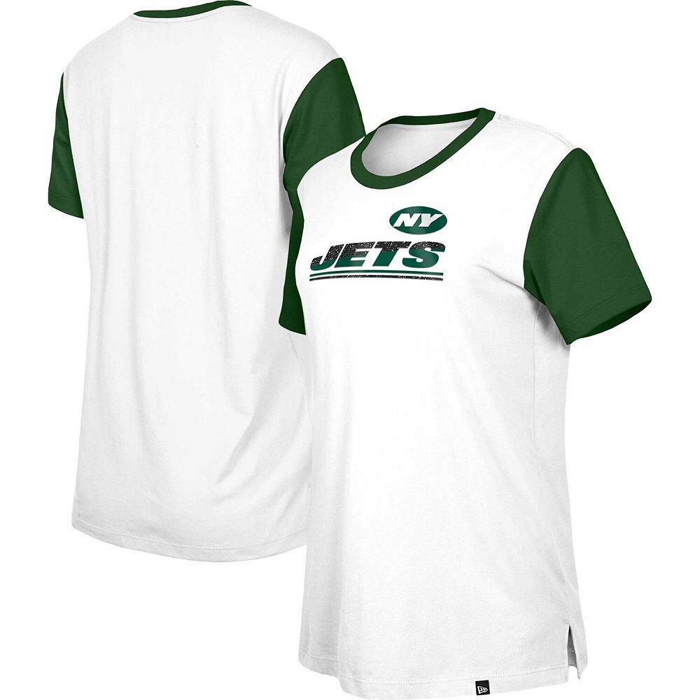 

Женская бело-зеленая футболка New Era с цветными блоками New York Jets Third Down, цвет Jet White