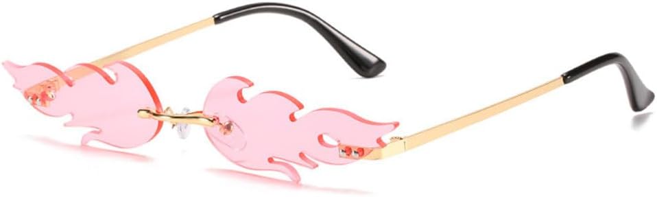 

Уникальные женские солнцезащитные очки без оправы в форме пламени с прозрачными линзами Ocean. Солнцезащитные очки для женщин с защитой от УФ-излучения UV400 LVTFCO, Pink