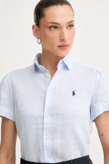 Рубашка льняная PD LINEN-WVN-SHIRT Polo Ralph Lauren, синий — фото 4