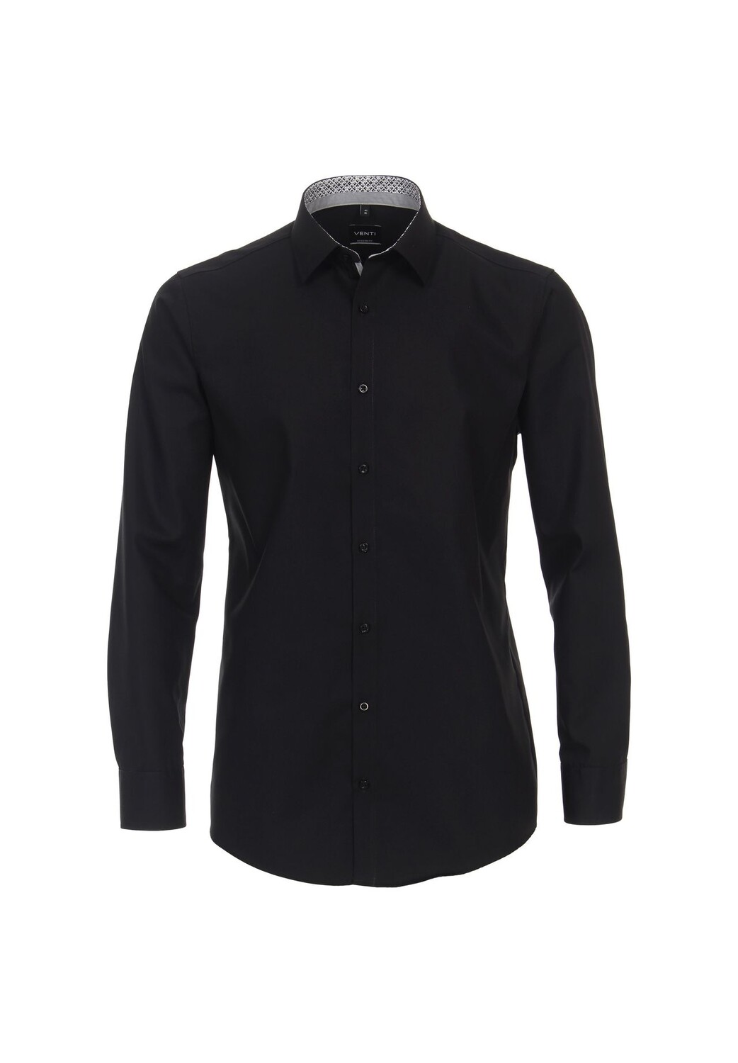 

Мужская деловая рубашка однотонного современного кроя Venti, черный