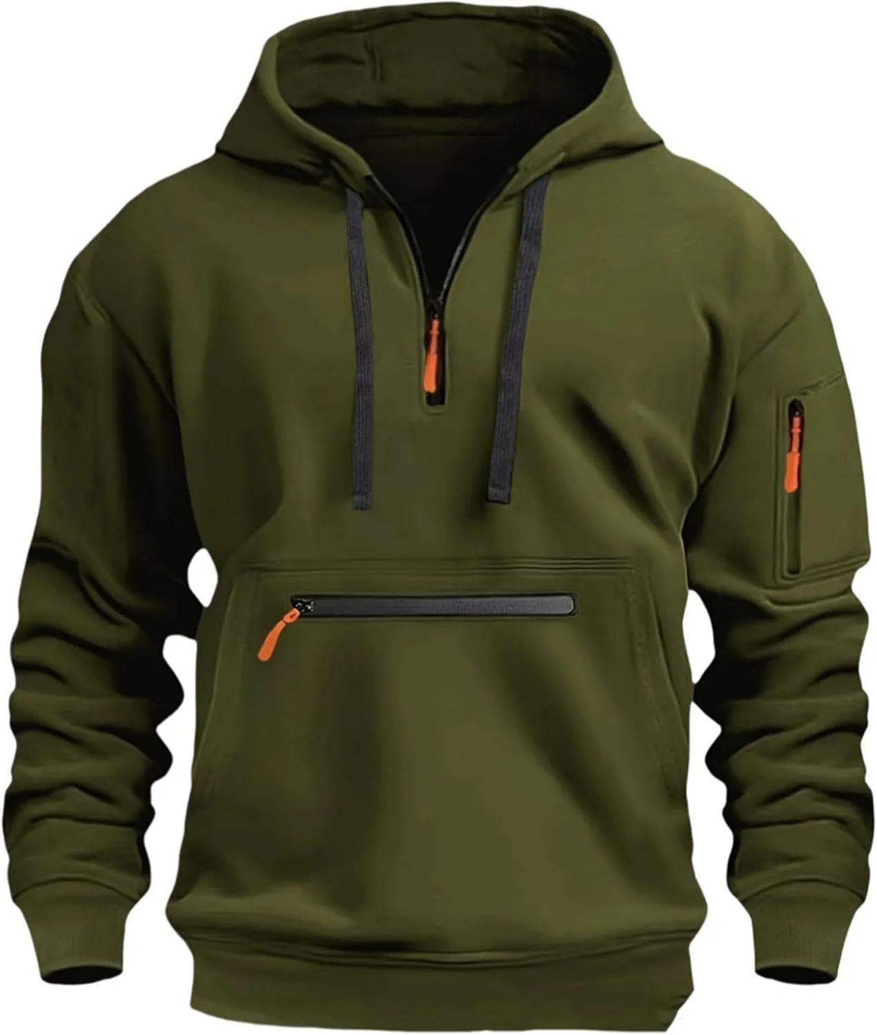 

Мужская тактическая худи с молнией на четверть и карманами AQAYL