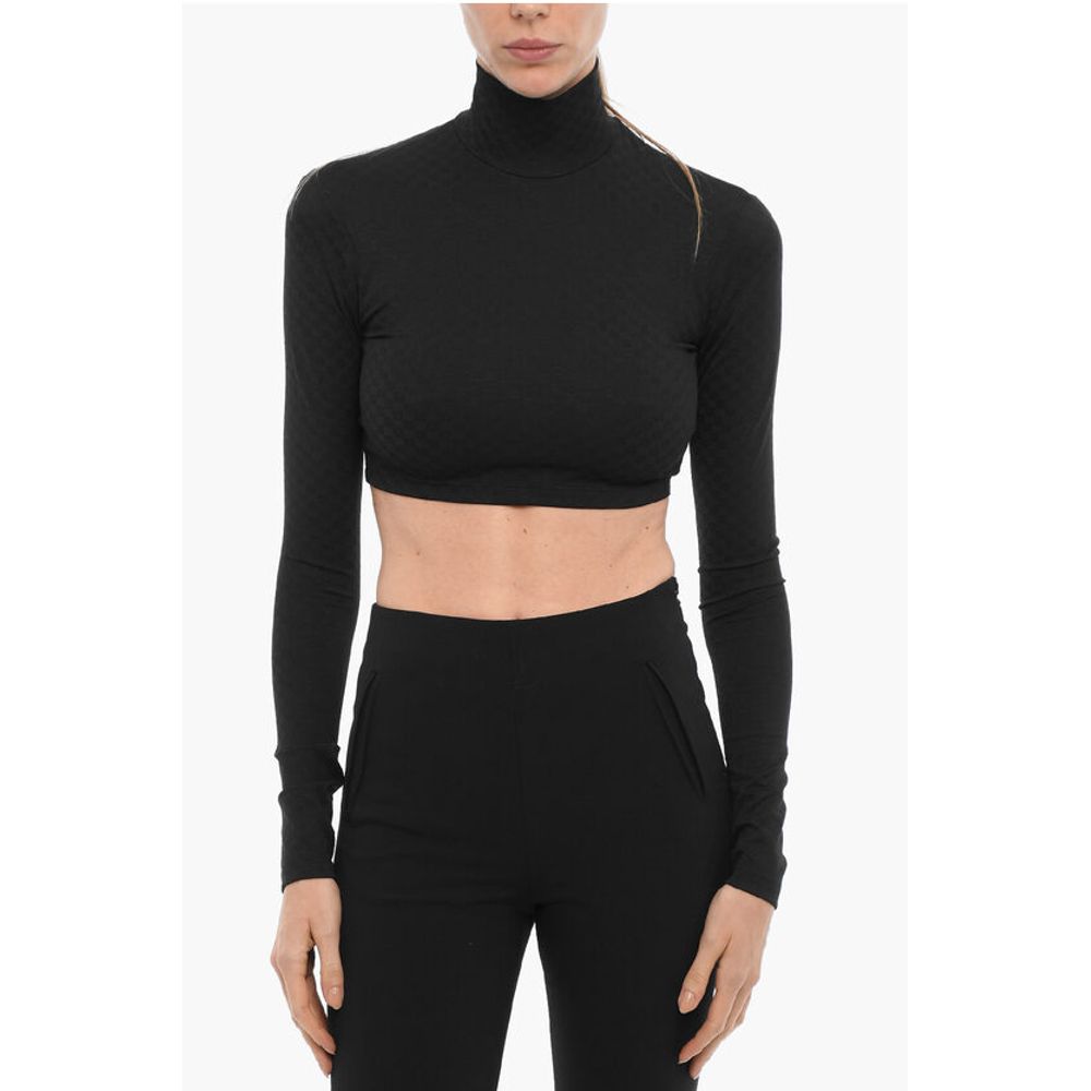 

Укороченный топ с монограммой и высоким воротом Ambush, Black