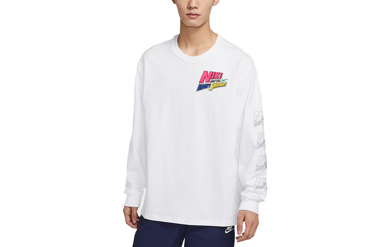 Футболка Nike Sportswear Athleisure Casual Sports Alphabet Cartoon Printing Long Sleeves White DM7916-100 — фото 2
