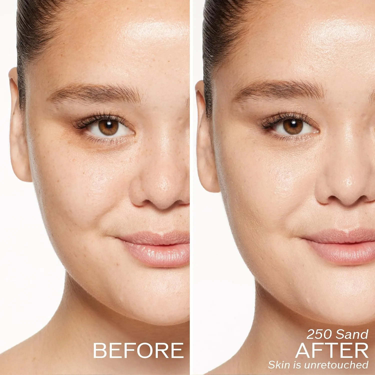 Shiseido RevitalEssence Skin Glow Foundation SPF 30, 250 Sand - тональный крем с наращиваемым средним покрытием, 24-часовая гидратация и 12-часовое ношение, устойчив к переносу, складкам и выцветанию, некомедогенный, для всех типов кожи — фото 3