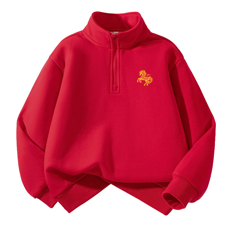 

Детский свитшот с полуоткрытым воротником Moderate WARRIOR, красный золото horse k