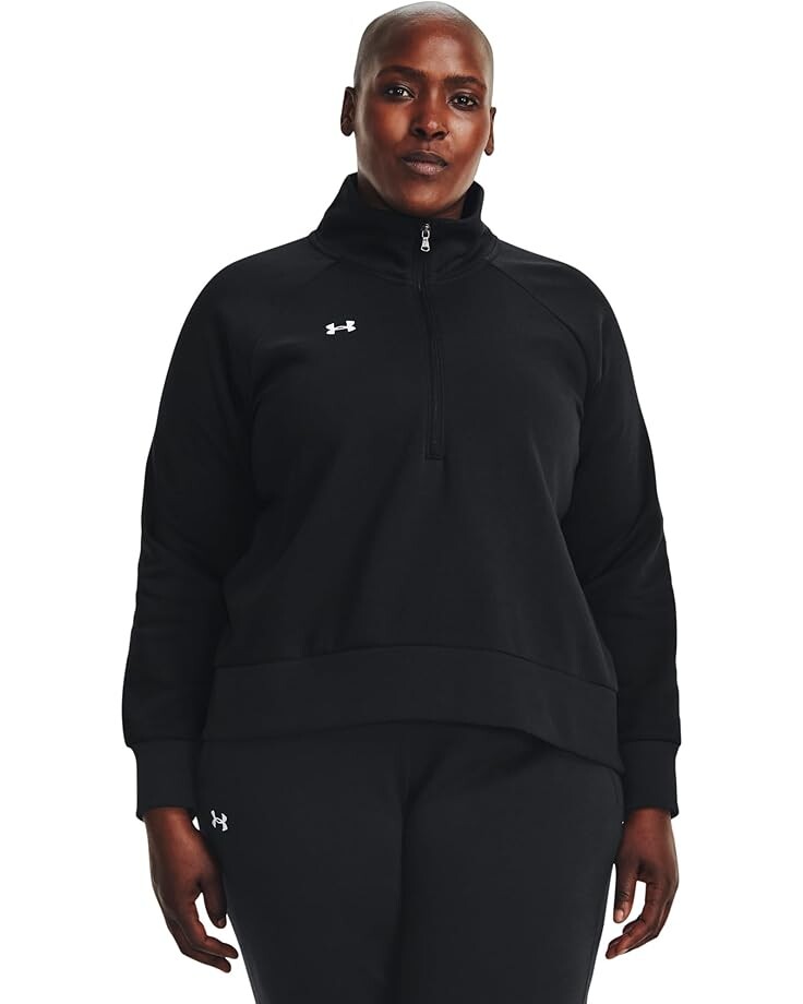 

Толстовка Under Armour Plus Size Rival Fleece 1/2 Zip Sweatshirt, черный/белый