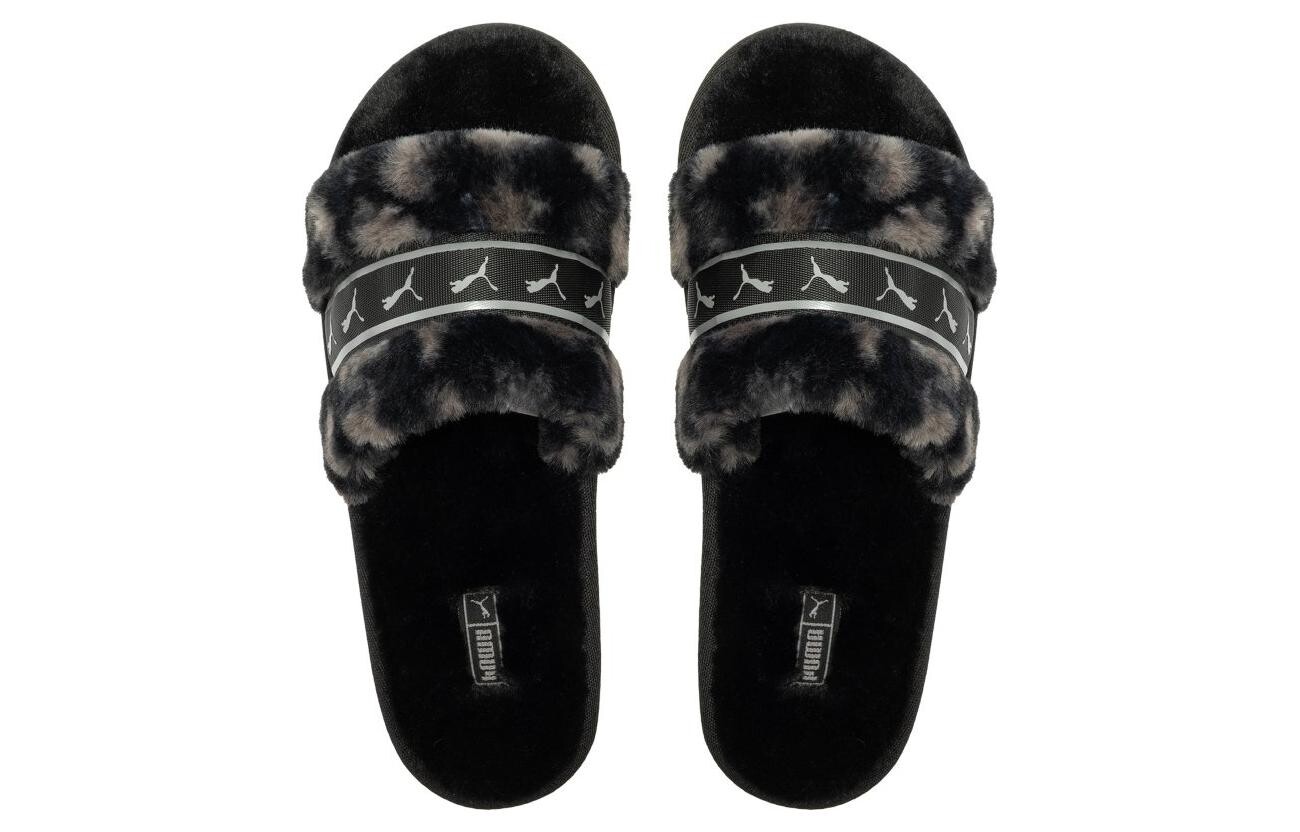 Шлепанцы и сланцы PUMA Fluff Remix Animal Bx 'Black Grey' Women's — фото 4