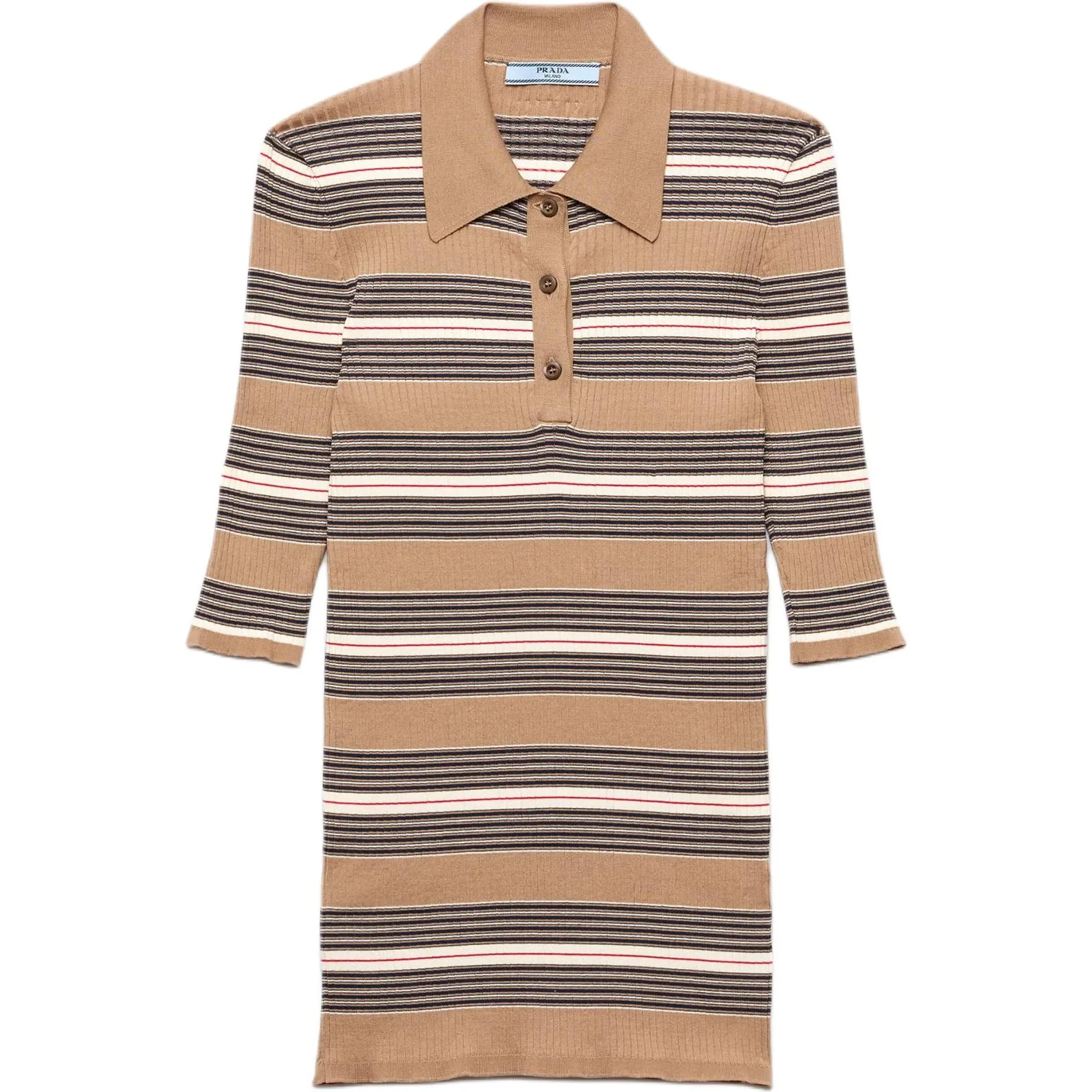 Хлопковая поло с рубчиком PRADA, Camel Brown