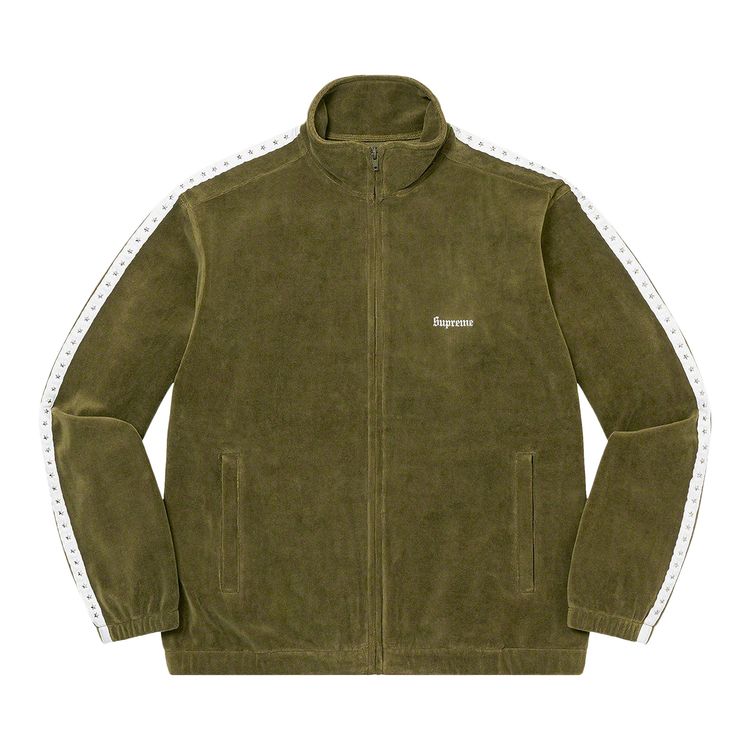 

Куртка Supreme Studded Velour Track Jacket 'Olive', зеленый