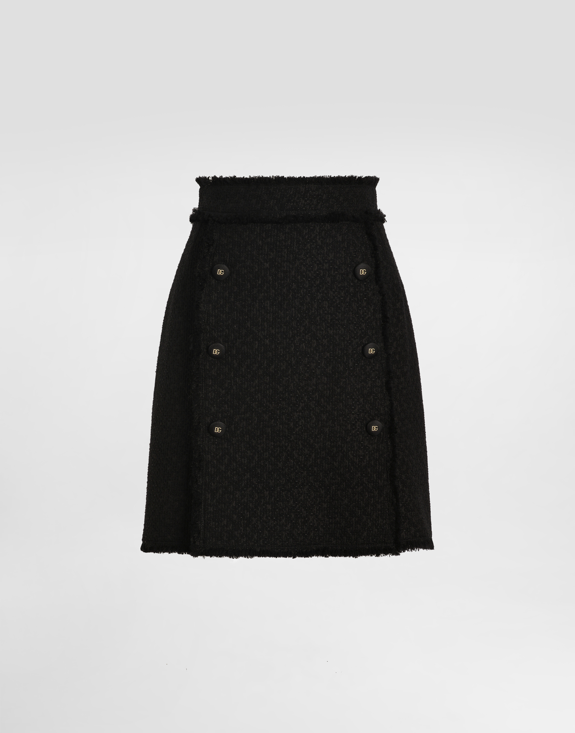 

Короткая юбка из рашельского твида с декоративными пуговицами с логотипом dg Dolce & Gabbana, черный