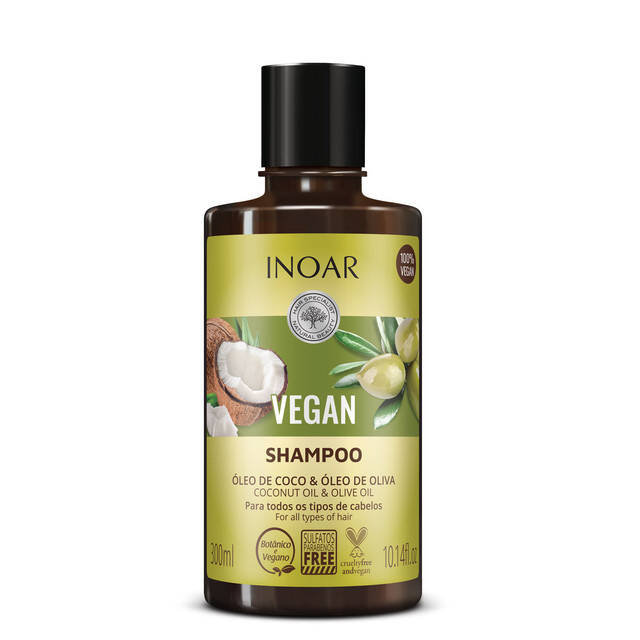 INOAR Vegan Shampoo, веганский увлажняющий и питательный шампунь, после кератина, 300 мл — фото 2