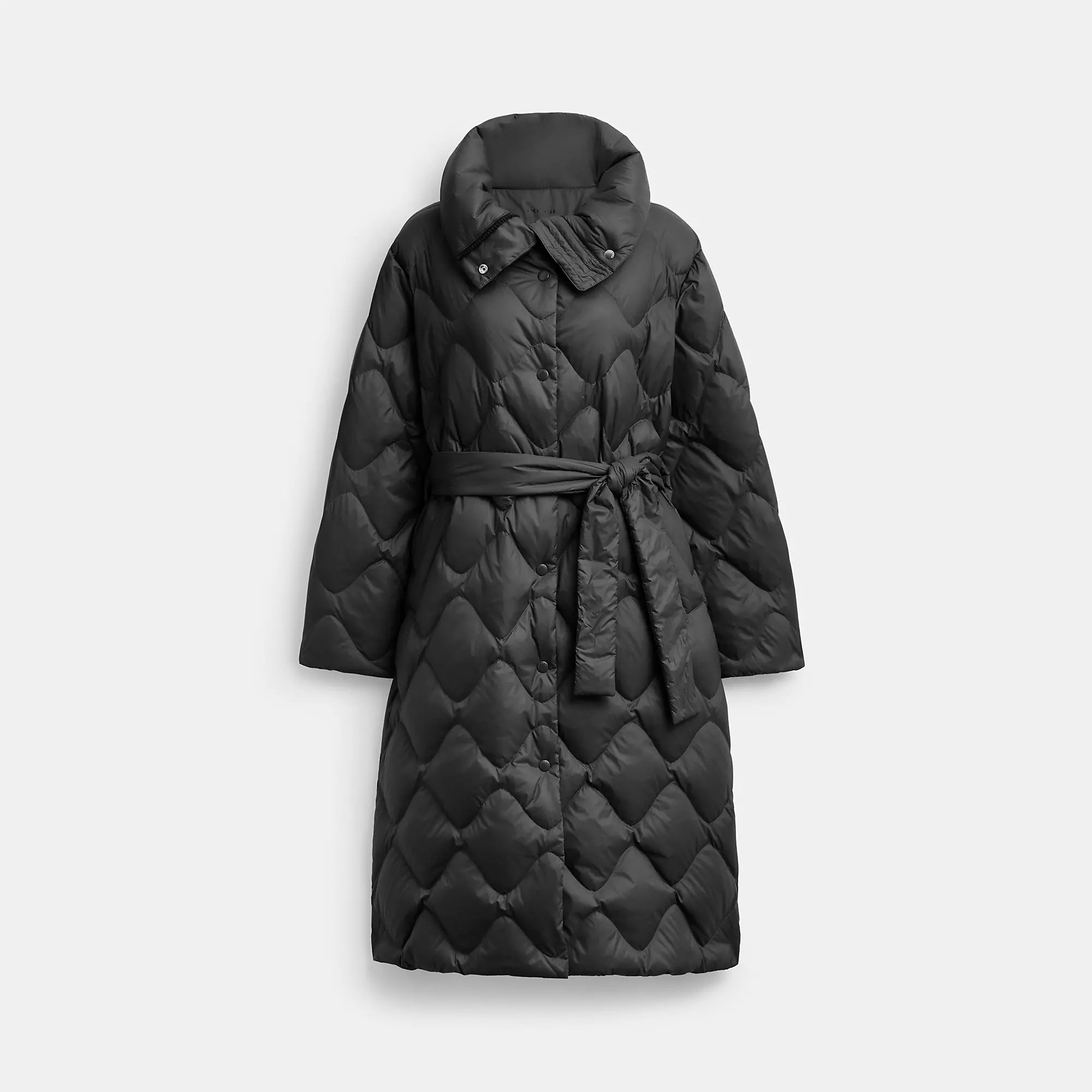 

Coach Outlet Стеганый длинный пуховик из переработанного нейлона, черный