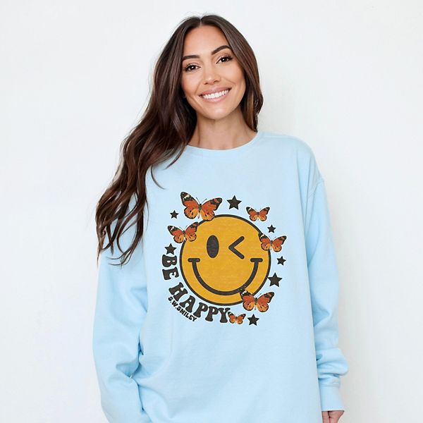 

SWSmiley be happy свитшот с принтом бабочек Simply Sage Market, Chambray