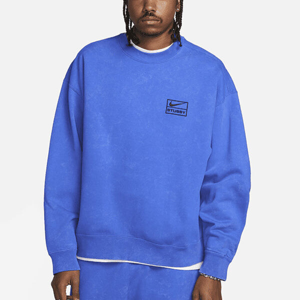 Толстовка Nike x Stussy SS23 Acid Wash Crew, синий — фото 3