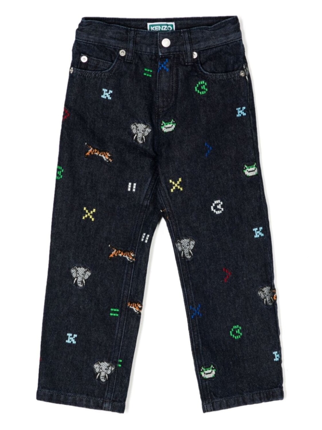 

Kenzo Kids брюки из денима с вышивкой, синий