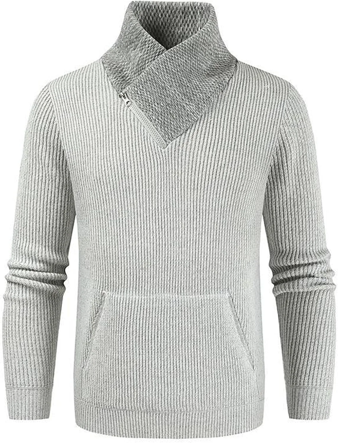 Мужской водолазка с воротником-шалью, slim fit, зимняя — фото 3