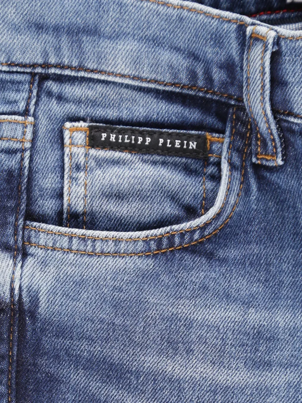 Рваные шорты Philipp Plein Junior, синий — фото 3