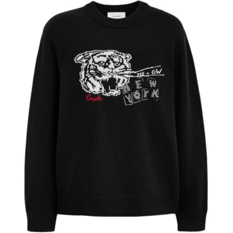 

COACH Свитер мужской черный с круглой горловиной Moderate