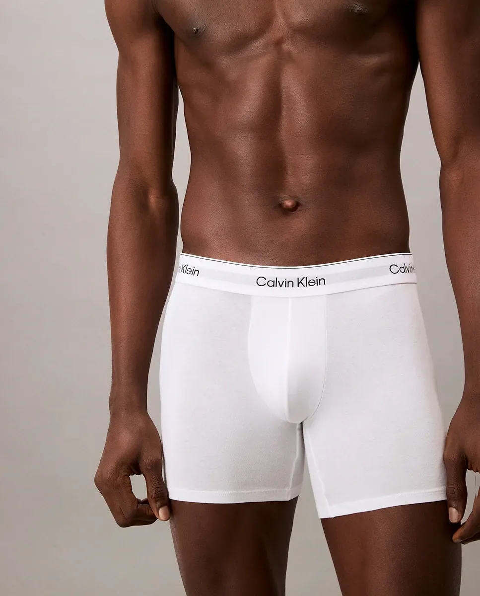 Набор из 3 длинных боксеров - Icon Cotton Stretch Calvin Klein, белый — фото 4