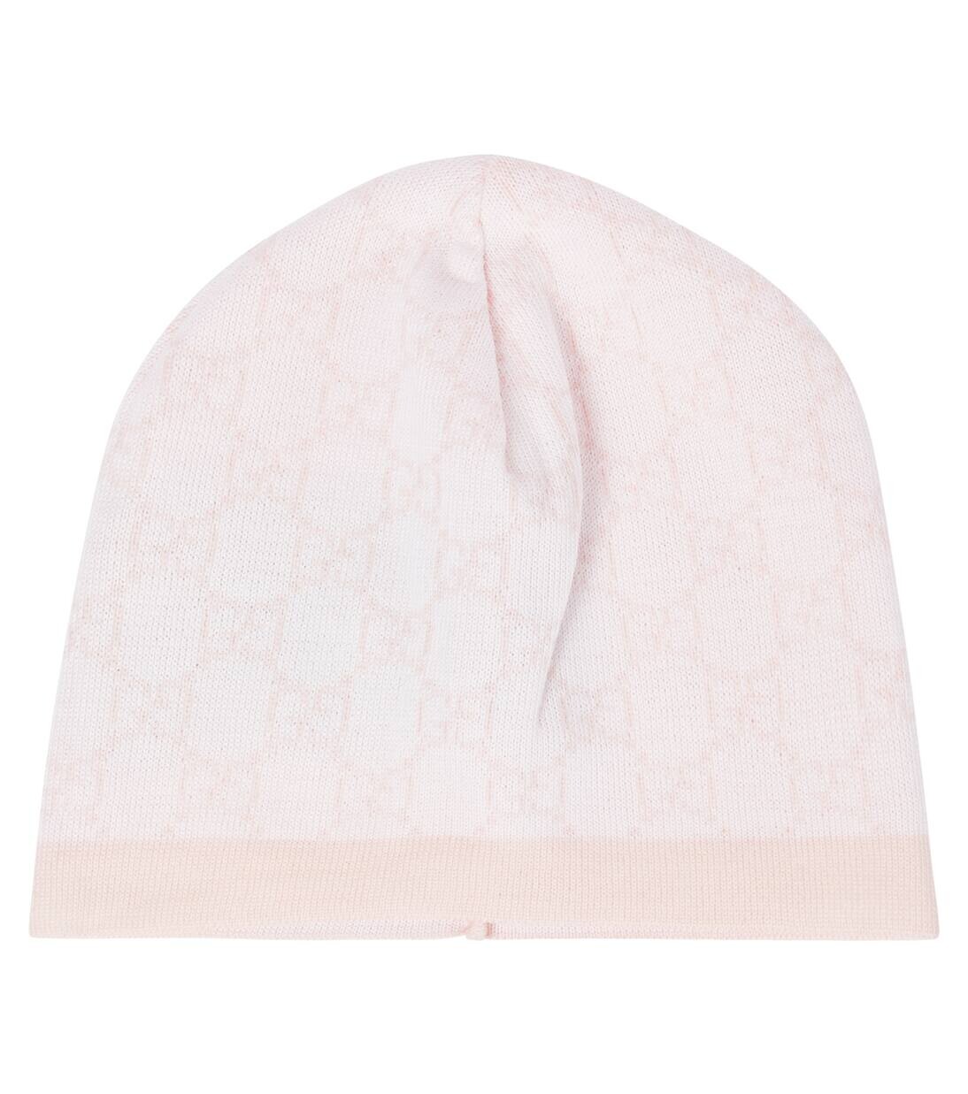 

Детская шерстяная шапка GG Gucci Kids, цвет ivory/pink