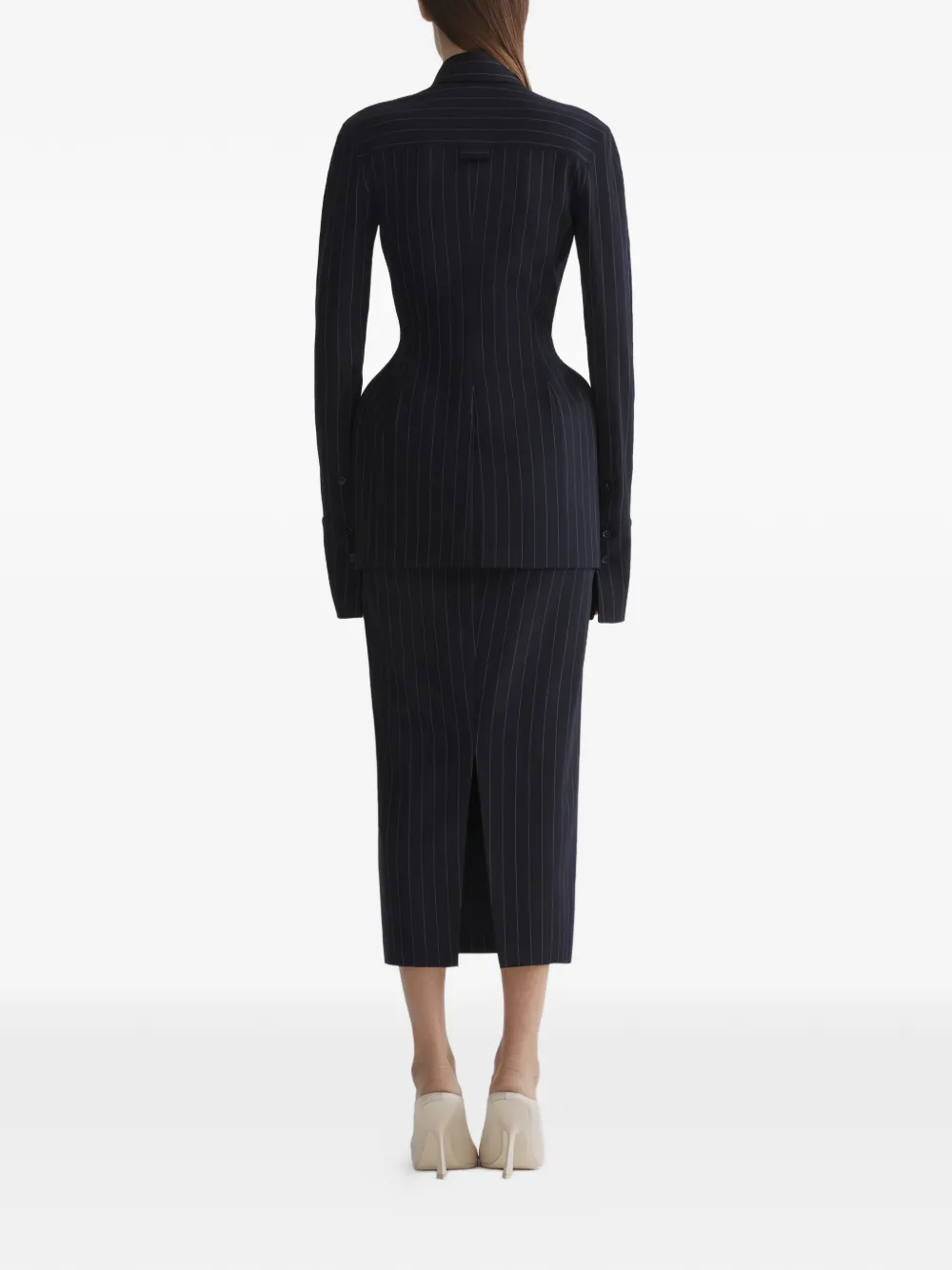 Юбка в тонкую полоску с разрезом Mugler, черный — фото 4