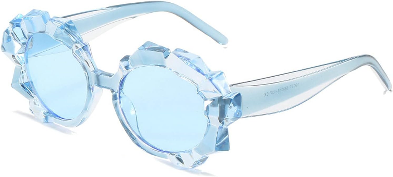 

COTIA Fashion Уникальные солнцезащитные очки неправильной формы круглой формы для женщин в винтажном стиле со стразами, защита от ультрафиолета UV400, модные солнцезащитные очки для мужчин, цветные солнцезащитные очки, Blue