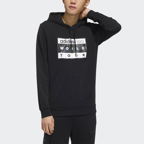 Толстовка adidas neo M CS Camo HDY Printing Athleisure Casual Sports Black, черный — фото 3