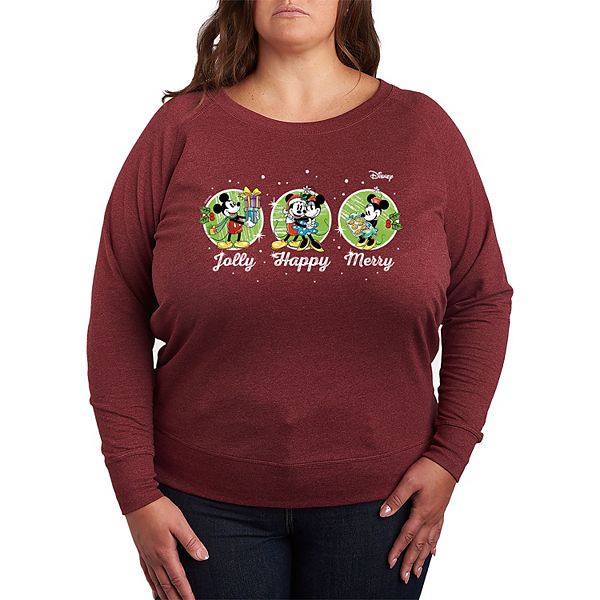 

Футболка с длинным рукавом Mickey & Minnie Mouse plus size jolly happy merry french terry Disney