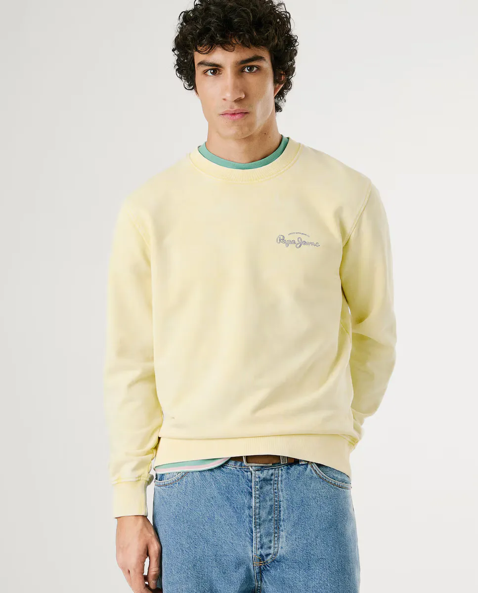 

Мужская толстовка с круглым вырезом и принтом на спине Pepe Jeans, желтый