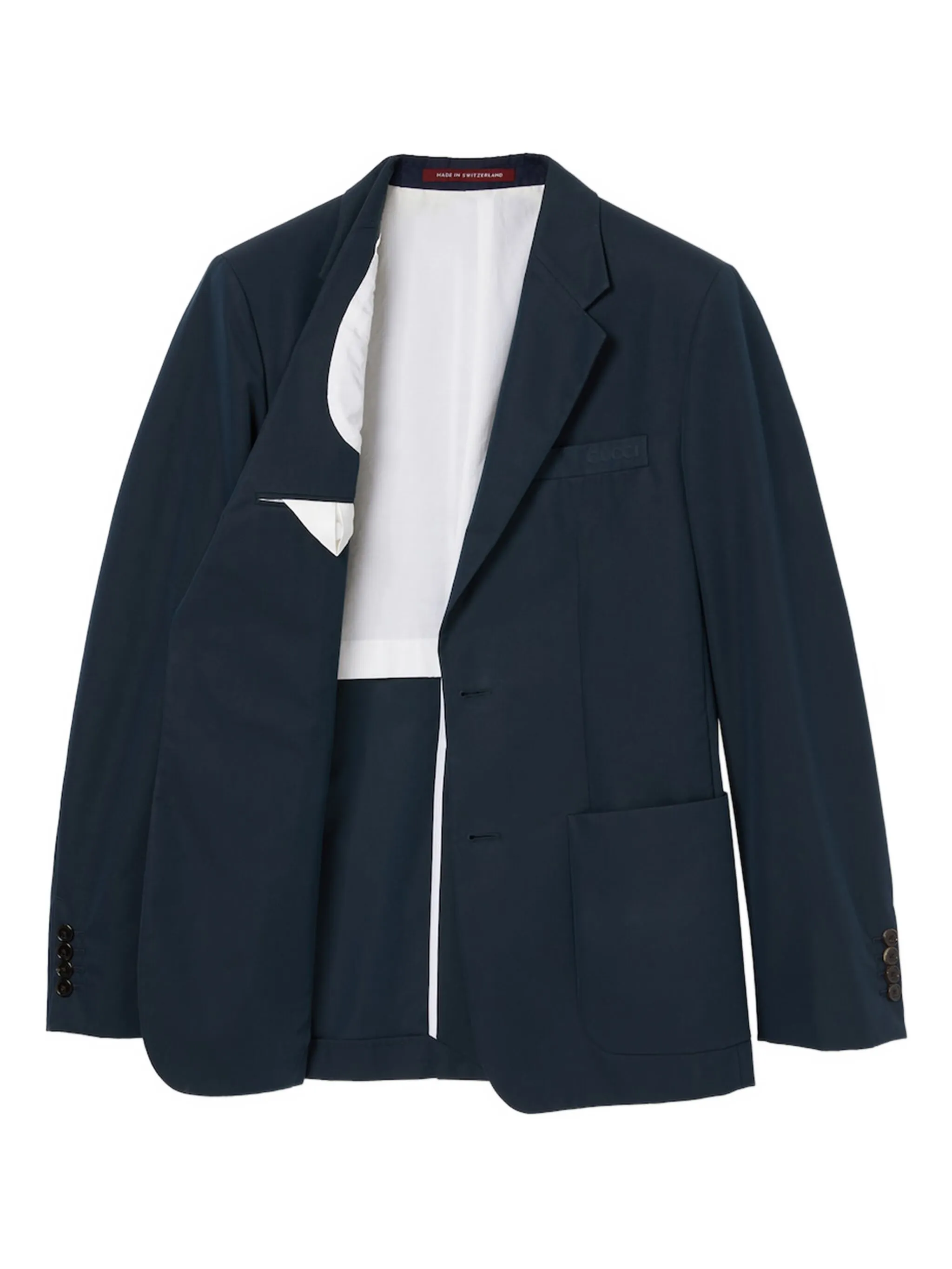 

Однобортный пиджак с тисненым логотипом Gucci, синий