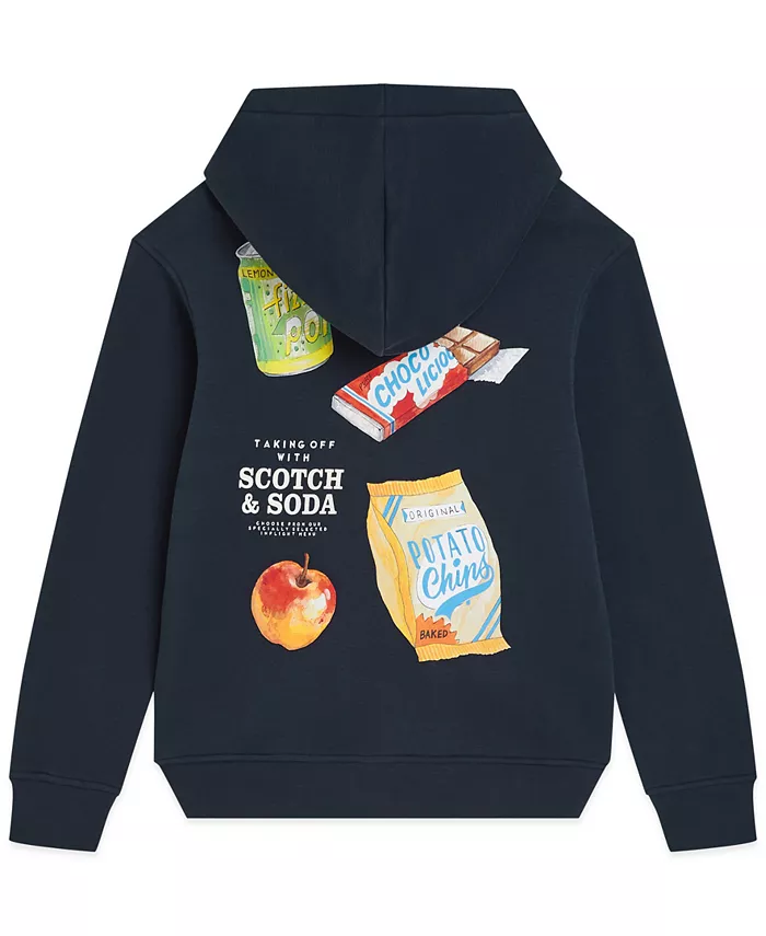 Графический принт худи для мальчиков 8-16 лет Scotch & Soda, синий — фото 2