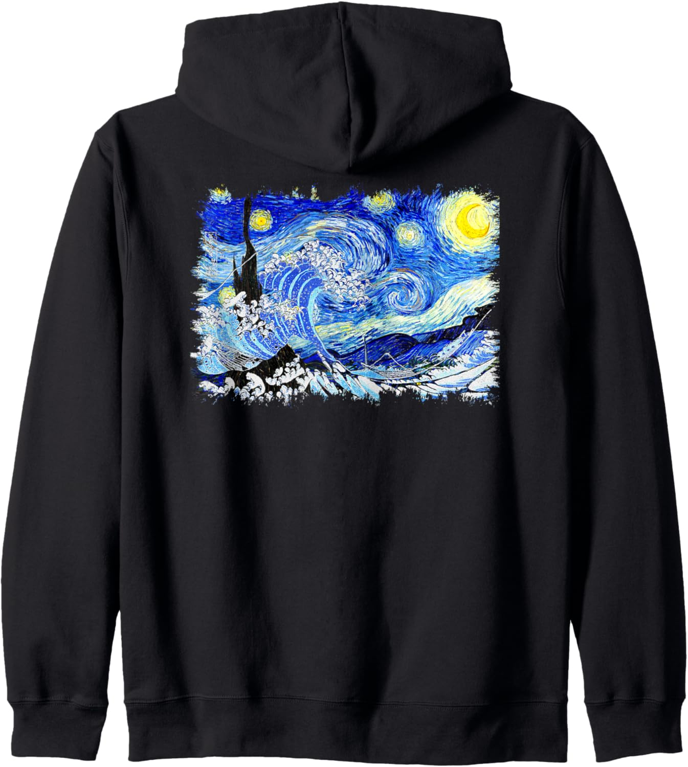 

«Звездная ночь» Гога, «Звездная ночь» Кацусики, «Большая волна у Канагавы», знаменитое винтажное искусство, стильная толстовка на молнии Smooth Hq, черный