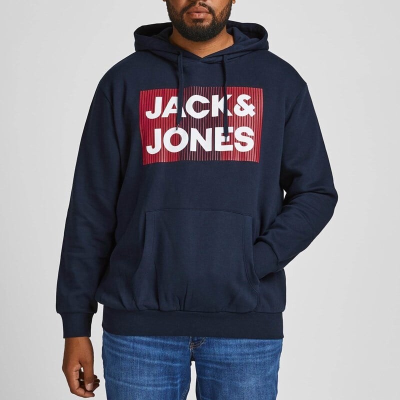 

Мужская толстовка с капюшоном и логотипом, большой размер Jack & Jones, синий