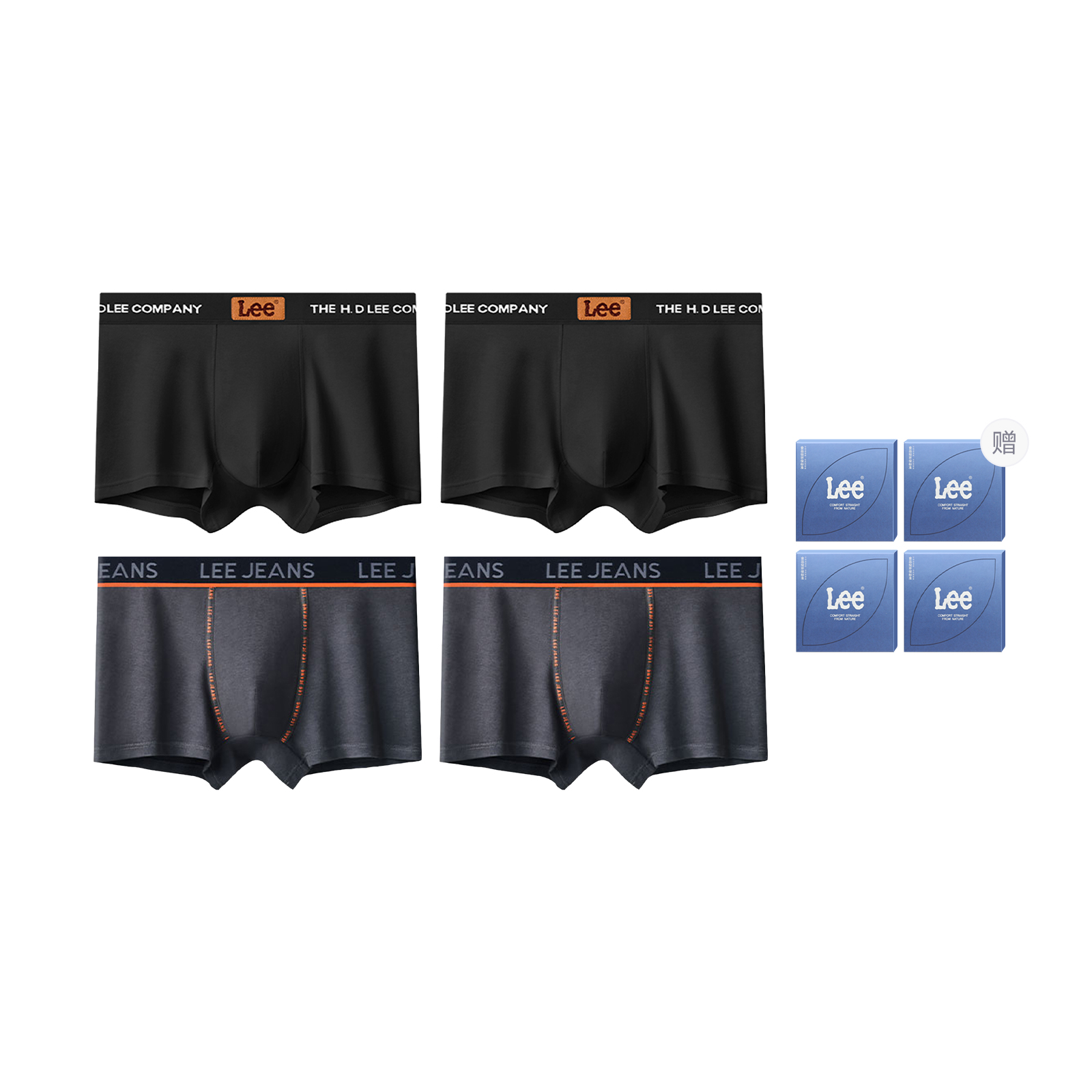 

Бокс с мужскими трусами Brilliant, 4 штуки Lee, темно-серый