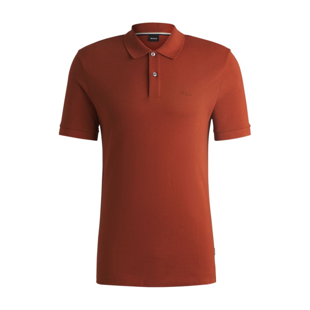 

Рубашка-поло Pallas Regular-fit из хлопка с вышитым логотипом BOSS, темно-оранжевый