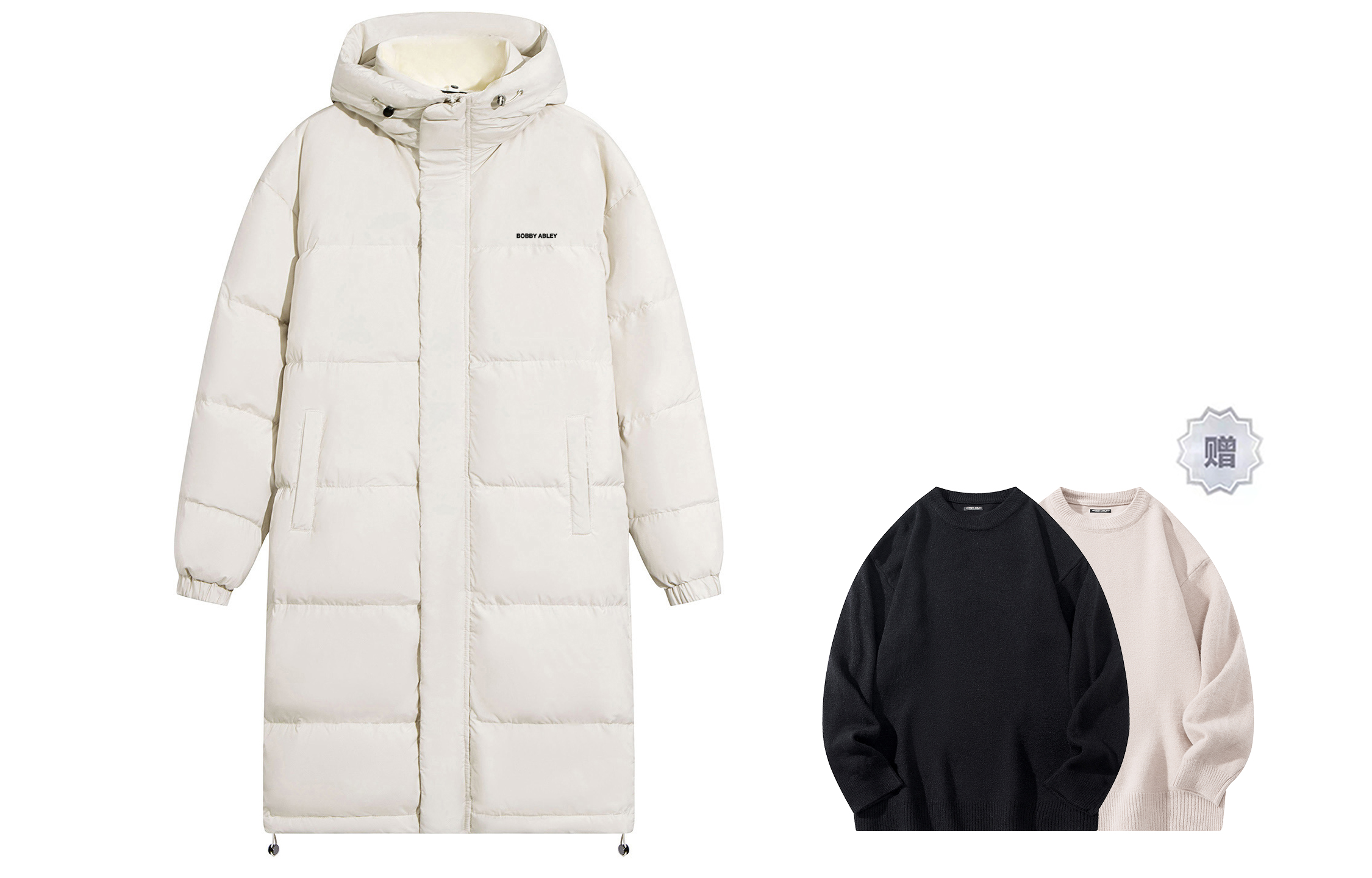 

BOBBY ABLEY Унисекс пуховик, White (Comes with Sweater)